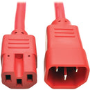 Tripp Lite 2ft Heavy Duty Power Extension Cord 15A 14 AWG C14 C15 Red 2' - American Tech Depot