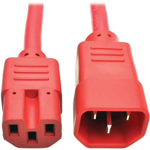 Tripp Lite 2ft Heavy Duty Power Extension Cord 15A 14 AWG C14 C15 Red 2' - American Tech Depot