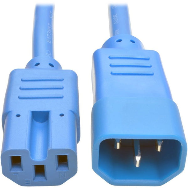 Tripp Lite 3ft Heavy Duty Power Extension Cord 15A 14 AWG C14 C15 Blue 3' - American Tech Depot