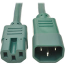 Tripp Lite 3ft Heavy Duty Power Extension Cord 15A 14 AWG C14 C15 Green 3' - American Tech Depot