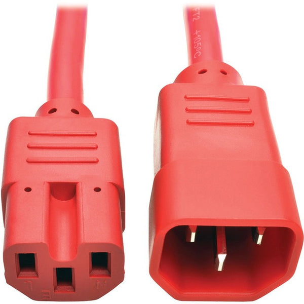 Tripp Lite 3ft Heavy Duty Power Extension Cord 15A 14 AWG C14 C15 Red 3' - American Tech Depot