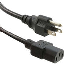 ENET 5-15P to C13 3ft Black External Heavy-Duty Power Cord - Cable NEMA 5-15P to IEC-320 C13 15A 14AWG Black 3'