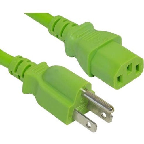 ENET 5-15P to C13 10ft Green External Power Cord - Cable NEMA 5-15P to IEC-320 C13 10A 18AWG 10'