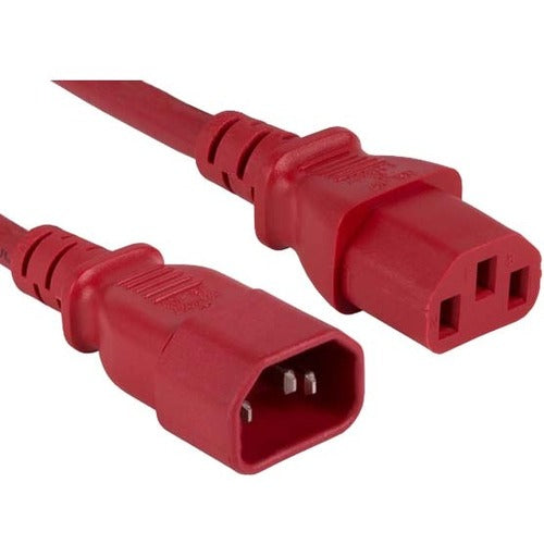 ENET C13 to C14 8ft Red Power Extension Cord - Cable 250V 18 AWG 10A NEMA IEC-320 C13 to IEC-320 C14 8'