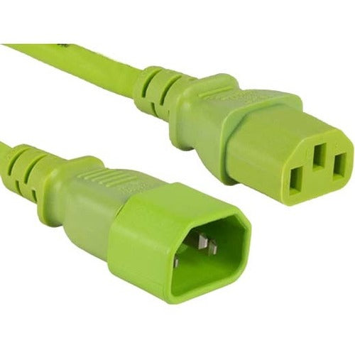 ENET C13 to C14 6ft Green Power Extension Cord - Cable 250V 18 AWG 10A NEMA IEC-320 C13 to IEC-320 C14 6'