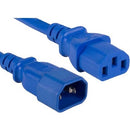 ENET C13 to C14 8ft Blue Power Extension Cord - Cable 250V 18 AWG 10A NEMA IEC-320 C13 to IEC-320 C14 8'