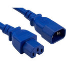 ENET C14 to C15 6ft Blue Power Extension Cord 14 AWG 15A NEMA IEC-320 C14 to NEMA IEC-320 C15 Blue 6'