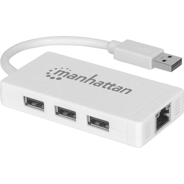 Manhattan 3-Port USB 3.0 Hub with Gigabit Ethernet Adapter - American Tech Depot