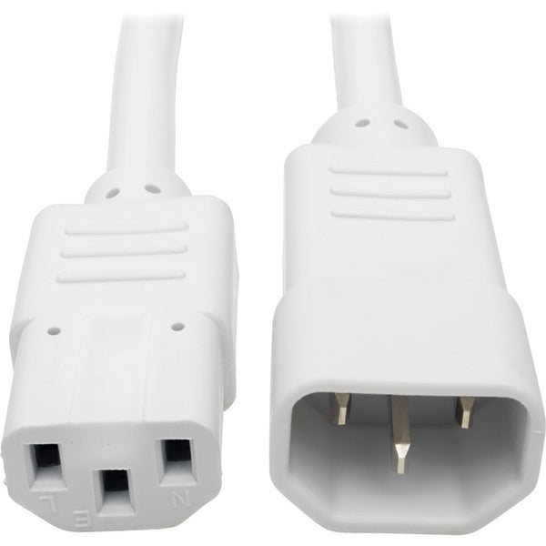 Tripp Lite 3ft Heavy Duty Power Extension Cord 15A 14 AWG C14 C13 White 3' - American Tech Depot