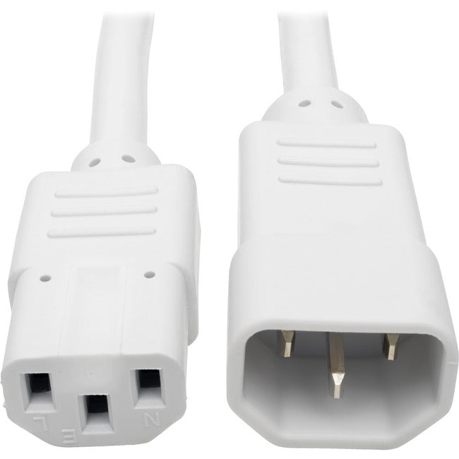 Tripp Lite 3ft Heavy Duty Power Extension Cord 15A 14 AWG C14 C13 White 3' - American Tech Depot