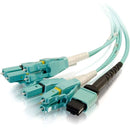 C2G 3m MPO to 4 Duplex LC Fiber Breakout Cable OM4 Riser Rated (OFNR) - Aqua