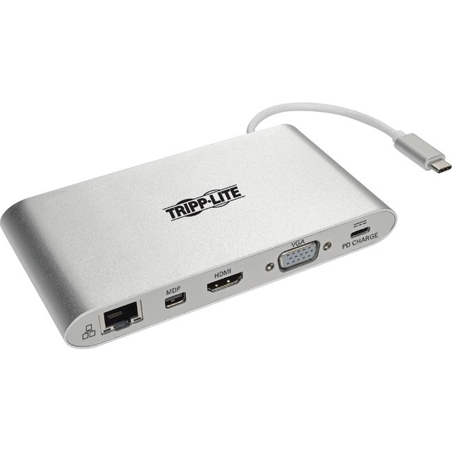 Tripp Lite USB-C Docking Station w- USB-A , HDMI, VGA, mDP, Gbe, Memory Cards 3.5mm, USB C PD Charging 4K @ 30Hz - American Tech Depot