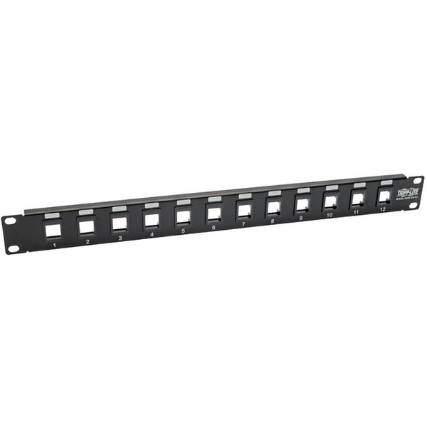 Tripp Lite 12-Port Keystone Blank Patch Panel RJ45 USB HDMI Cat5-Cat6 1URM - American Tech Depot