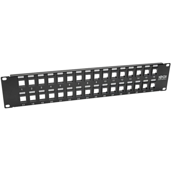 Tripp Lite 32-Port Keystone Blank Patch Panel RJ45 USB HDMI Cat5-Cat6 2URM - American Tech Depot