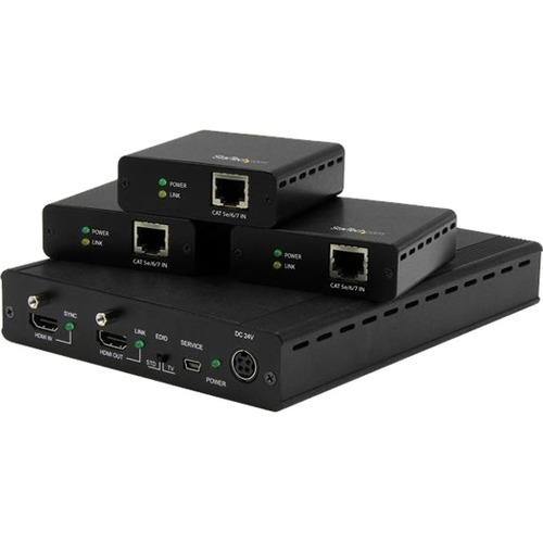 StarTech.com 3 Port HDBaseT Extender Kit with 3 Receivers - 1x3 HDMI over CAT5 Splitter - 1-to-3 HDBaseT Distribution System - Up to 4K - American Tech Depot