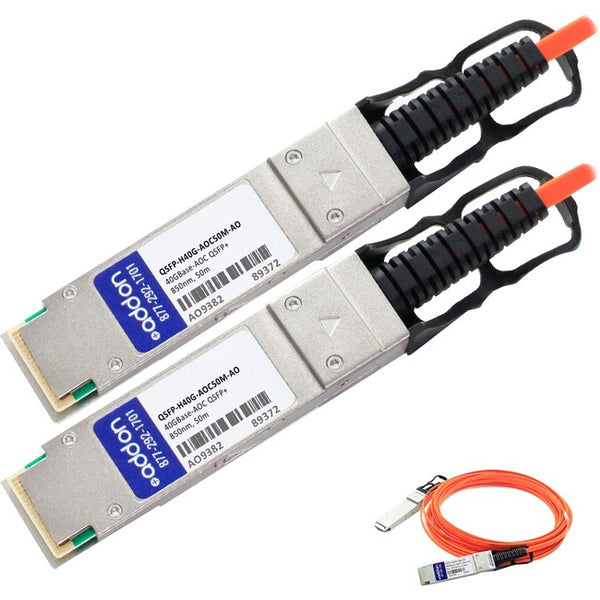 AddOn Cisco Compatible TAA Compliant 40GBase-AOC QSFP+ to QSFP+ Direct Attach Cable (850nm, MMF, 50m) - American Tech Depot