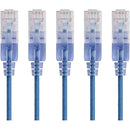 Monoprice 5-Pack, SlimRun Cat6A Ethernet Network Patch Cable, 5ft Blue - American Tech Depot
