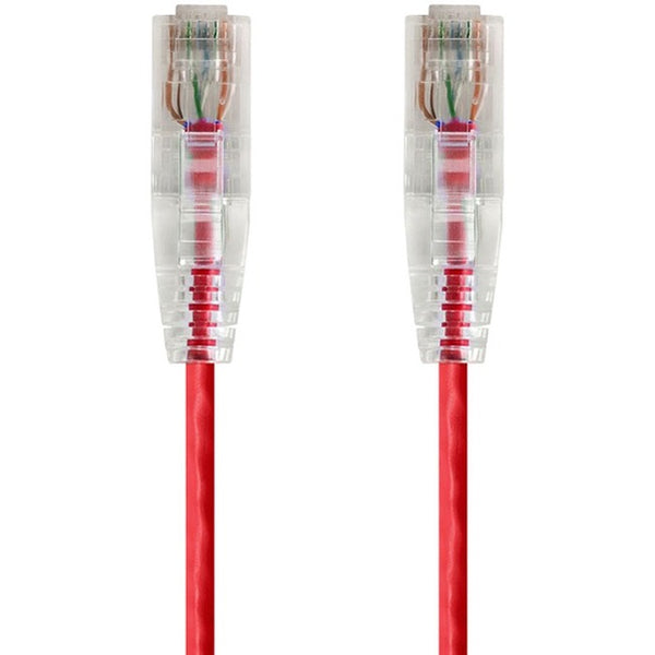 Monoprice SlimRun Cat6 28AWG UTP Ethernet Network Cable, 2ft Red - American Tech Depot