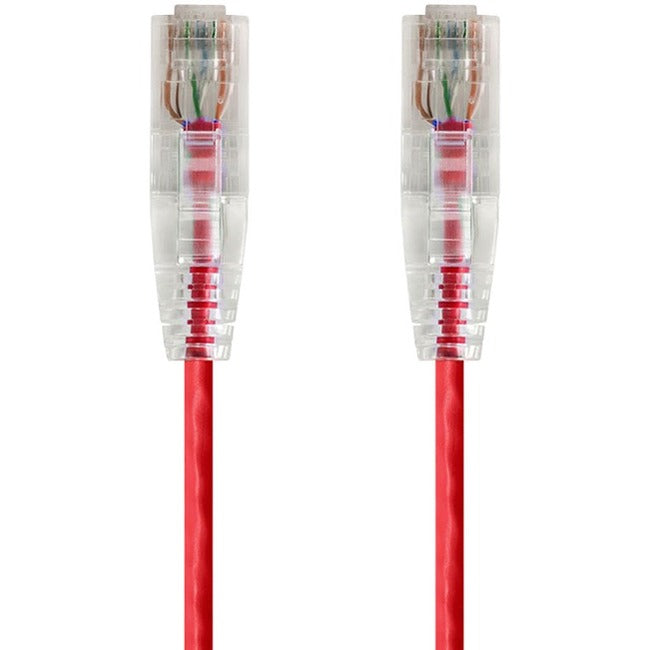 Monoprice SlimRun Cat6 28AWG UTP Ethernet Network Cable, 2ft Red - American Tech Depot