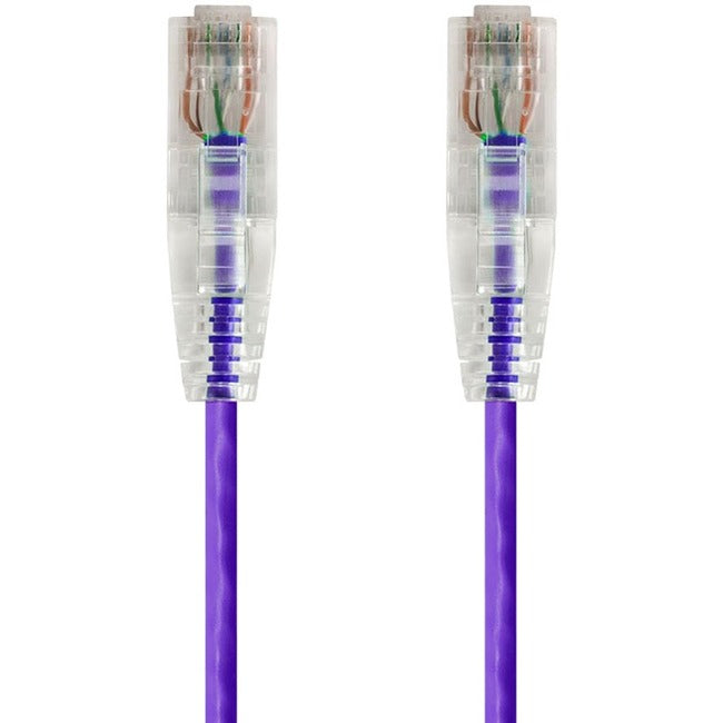 Monoprice SlimRun Cat6 28AWG UTP Ethernet Network Cable, 14ft Purple - American Tech Depot