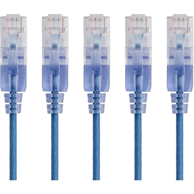 Monoprice 5-Pack, SlimRun Cat6A Ethernet Network Patch Cable, 7ft Blue - American Tech Depot