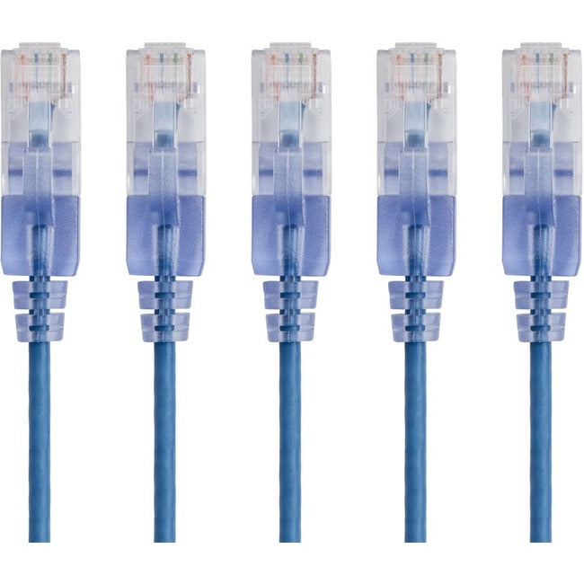 Monoprice 5-Pack, SlimRun Cat6A Ethernet Network Patch Cable, 7ft Blue - American Tech Depot