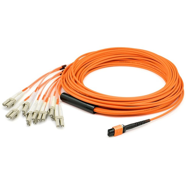 AddOn 9m MPO (Female) to 8xLC (Male) 8-Strand Orange OM1 Fiber Fanout Cable - American Tech Depot