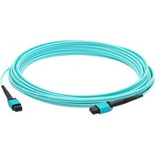 AddOn 4m MPO (Female) to MPO (Female) 12-Strand Aqua OM3 Crossover Fiber OFNR (Riser-Rated) Patch Cable - American Tech Depot