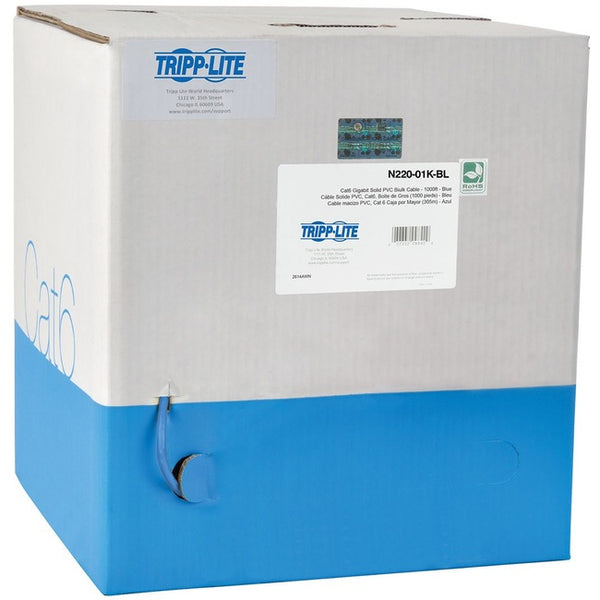 Tripp Lite 1000ft Cat6 Gigabit Bulk Cable Stranded CMR PVC 24AWG Blue 1000' - American Tech Depot