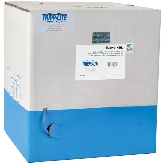 Tripp Lite 1000ft Cat6 Gigabit Bulk Cable Stranded CMR PVC 24AWG Blue 1000' - American Tech Depot