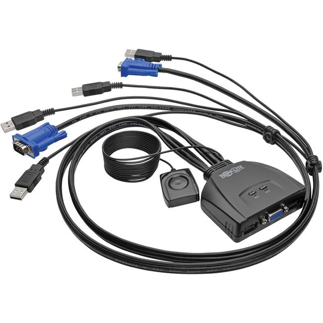 Tripp Lite 2-Port USB-VGA Cable KVM Switch with Cables and USB Peripheral Sharing - American Tech Depot