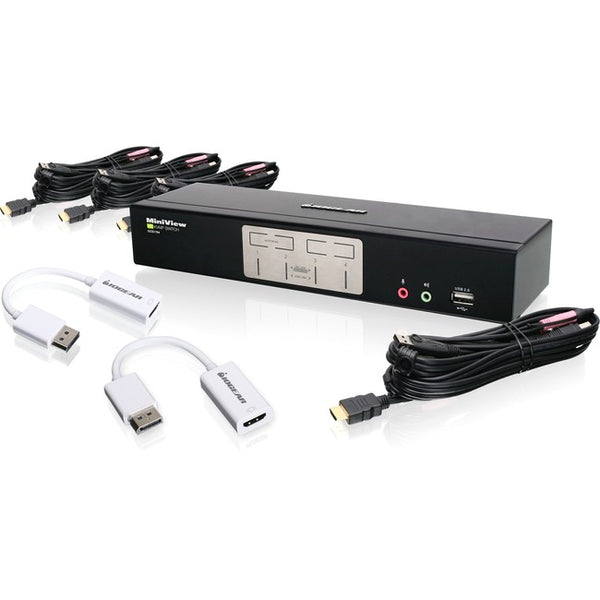 IOGEAR 4-Port HDMI KVMP with DisplayPort Adapters Bundle - American Tech Depot