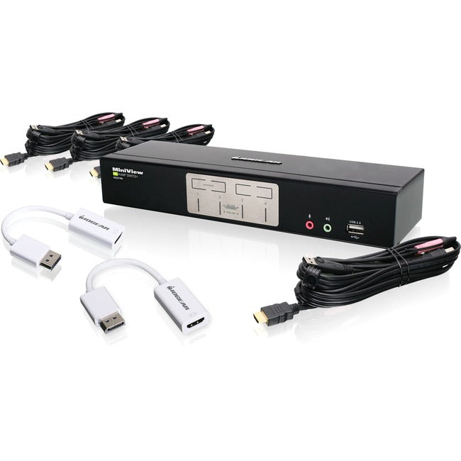 IOGEAR 4-Port HDMI KVMP with DisplayPort Adapters Bundle - American Tech Depot