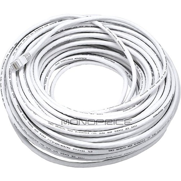 Monoprice Cat5e 24AWG UTP Ethernet Network Patch Cable, 100ft White - American Tech Depot