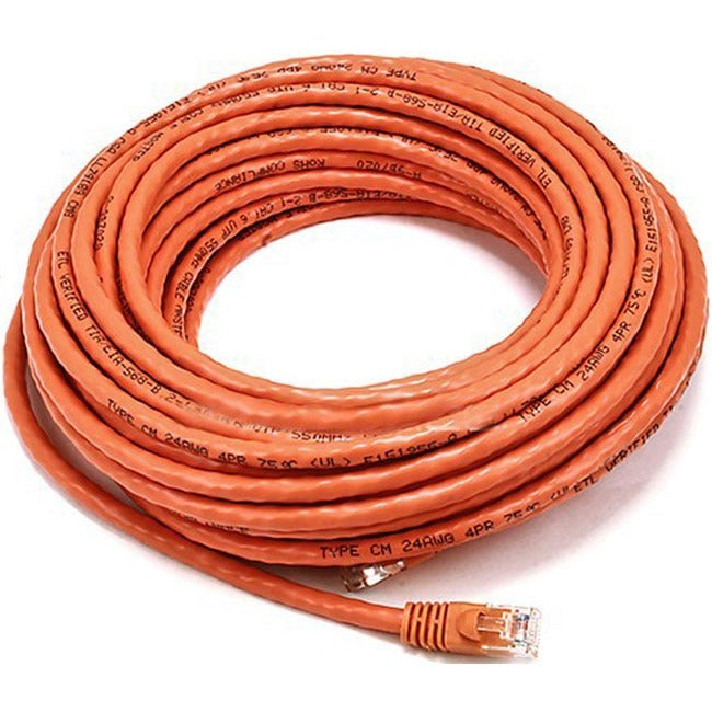 Monoprice 50FT 24AWG Cat6 500MHz Crossover Bare Copper Ethernet Network Cable - Orange - American Tech Depot