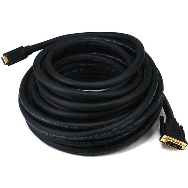 Monoprice 50ft 22AWG CL2 Standard HDMI to DVI Adapter Cable, Black - American Tech Depot