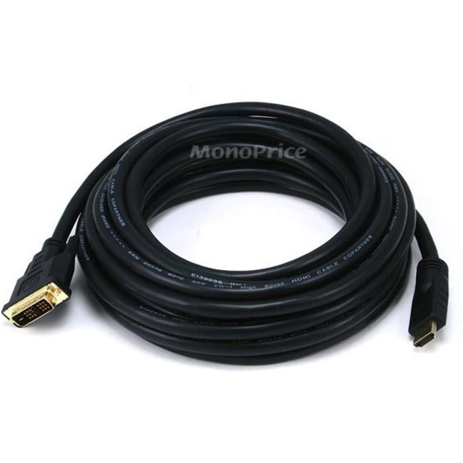 Monoprice 25ft 26AWG CL2 Standard HDMI to DVI Adapter Cable - Black - American Tech Depot