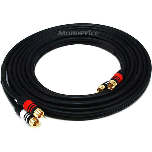 Monoprice 12ft Premium 2 RCA Plug-2 RCA Plug M-M 22AWG Cable - Black
