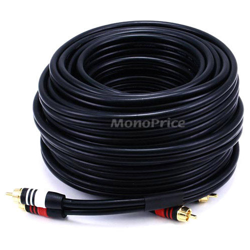 Monoprice 50ft Premium 2 RCA Plug-2 RCA Plug M-M 22AWG Cable - Black