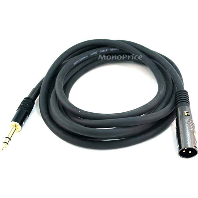 Monoprice 10ft Premier Series XLR Male to 1-4inch TRS Male 16AWG Cable (Gold Plated)