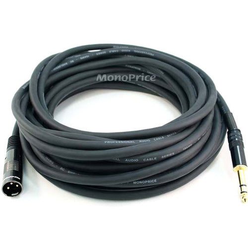 Monoprice 35ft Premier Series XLR Male to 1-4inch TRS Male 16AWG Cable (Gold Plated)