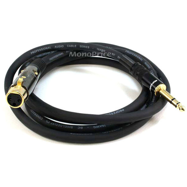Monoprice 6ft Premier Series XLR Female to 1-4inch TRS Male 16AWG Cable (Gold Plated)