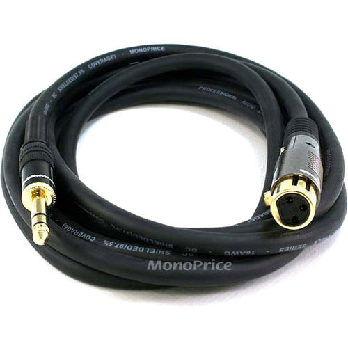 Monoprice 10ft Premier Series XLR Female to 1-4inch TRS Male 16AWG Cable (Gold Plated)