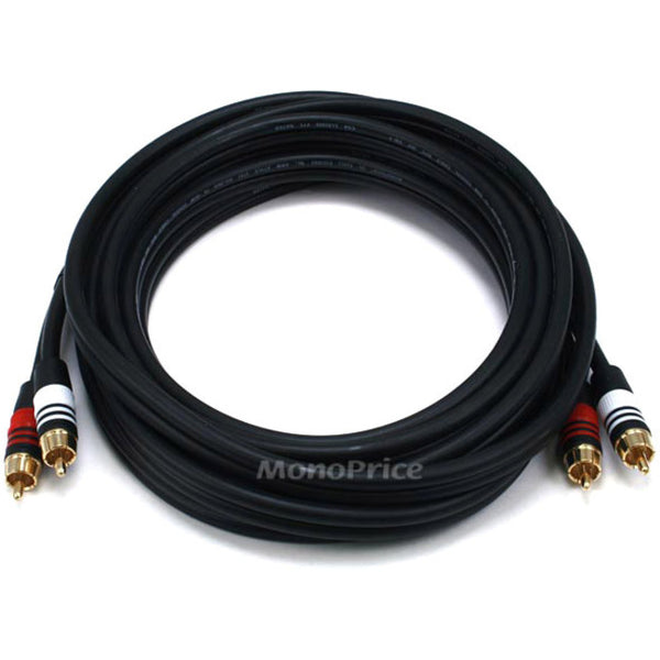 Monoprice 15ft Premium 2 RCA Plug-2 RCA Plug M-M 22AWG Cable - Black