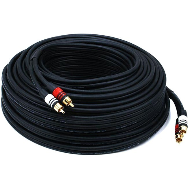 Monoprice 100ft Premium 2 RCA Plug-2 RCA Plug M-M 22AWG Cable - Black - American Tech Depot