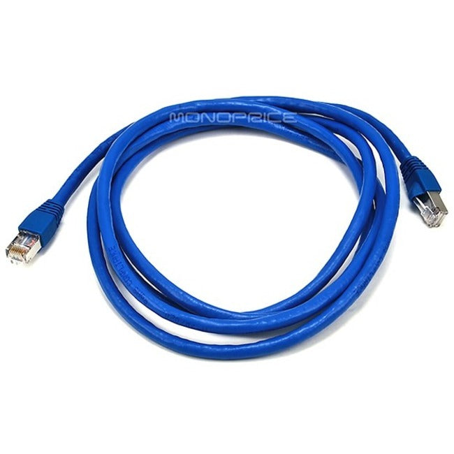 Monoprice 7FT 24AWG Cat6A 500MHz STP Ethernet Bare Copper Network Cable - Blue - American Tech Depot