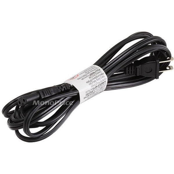 Monoprice 10ft 18AWG Figure 8 Shape AC Power Cord Cable w-o Polarized (C-7-1-15P) - Black - American Tech Depot