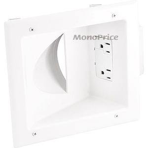 Monoprice, Inc. Recessed Low Voltage Media Plate - White - American Tech Depot