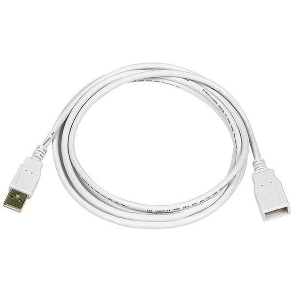 Monoprice 6ft USB 2.0 A Male to A Female Extension 28-24AWG Cable (Gold Plated) - WHITE - American Tech Depot