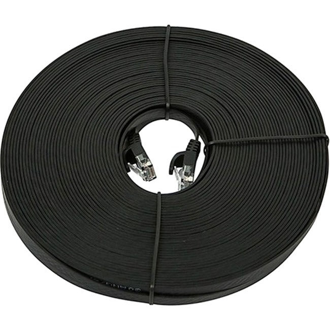 Monoprice Cat5e 30AWG UTP Flat Ethernet Network Patch Cable, 100ft Black - American Tech Depot